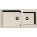Laveo MILOS 2M 100 kétmedencés bézs gránit mosogató helytakarékos dugókiemelős szifonnal