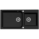 Laveo MILOS 2M 100 kétmedencés matt fekete gránit mosogató helytakarékos dugókiemelős szifonnal