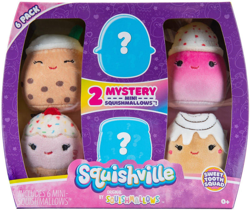Squishville Sweet Tooth mini plüssök 6 darabos szett, amely 2 db meglepi mini plüsst tartalmaz