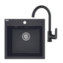 Laveo ALENA matt fekete szett álló csappal, helytakarékos szifonnal