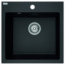 Laveo ALENA matt fekete egymedencés mosogató helytakarékos szifonnal
