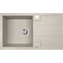 Laveo BARBADOS bézs csepptálcás mosogató dugókiemelős helytakarékos szifonnal