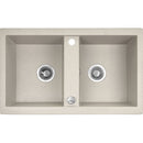 Laveo BARBADOS bézs kétmedencés mosogató dugókiemelős helytakarékos szifonnal