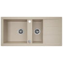 Laveo BARBADOS bézs 1,5 medencés mosogató dugókiemelős helytakarékos szifonnal