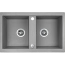 Laveo BARBADOS szürke kétmedencés mosogató dugókiemelős helytakarékos szifonnal