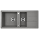 Laveo BARBADOS szürke 1,5 medencés mosogató dugókiemelős helytakarékos szifonnal