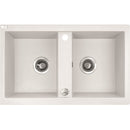 Laveo BARBADOS fehér kétmedencés mosogató dugókiemelős helytakarékos szifonnal