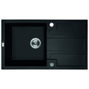 Laveo BARBADOS matt fekete csepptálcás mosogató dugókiemelős helytakarékos szifonnal