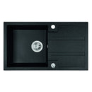 Laveo BARBADOS szemcsés fekete csepptálcás mosogató dugókiemelős helytakarékos szifonnal