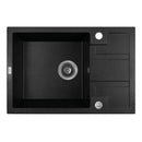 Laveo BARBADOS szemcsés fekete mini csepptálcás mosogató dugókiemelős helytakarékos szifonnal