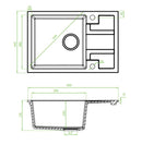 Laveo BARBADOS szemcsés fekete mini csepptálcás mosogató dugókiemelős helytakarékos szifonnal