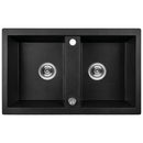 Laveo BARBADOS szemcsés fekete kétmedencés mosogató dugókiemelős helytakarékos szifonnal