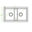 Laveo BARBADOS szemcsés fekete kétmedencés mosogató dugókiemelős helytakarékos szifonnal