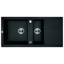 Laveo BARBADOS matt fekete 1,5 medencés mosogató dugókiemelős helytakarékos szifonnal