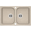 Laveo CELIA bézs kétmedencés mosogató dugókiemelős helytakarékos szifonnal