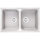 Laveo CELIA fehér kétmedencés mosogató dugókiemelős helytakarékos szifonnal