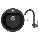 Laveo Dafne szemcsés fekete szett álló csappal, helytakarékos szifonnal