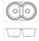 Laveo DAFNE kétkör szürke mosogató dugókiemelős helytakarékos szifonnal