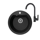 Laveo Dafne matt fekete szett álló csappal, helytakarékos szifonnal