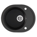 Laveo DAFNE egykör mini csepptálcás szemcsés fekete mosogató dugókiemelős helytakarékos szifonnal