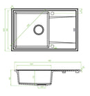 Laveo MEGALO csepptálcás bézs mosogató dugókiemelős helytakarékos szifonnal