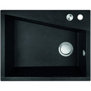 Laveo GRENADA csaplyukas matt fekete mosogató automata dugókiemelős, helytakarékos szifonnal