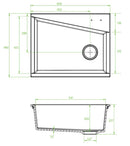 Laveo GRENADA csaplyukas szemcsés fekete mosogató automata dugókiemelős, helytakarékos szifonnal