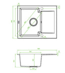 Laveo PICO 45S mini csepptálcás szürke gránit mosogató helytakarékos szifonnal