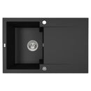 Laveo PICO 45S egymedence csepptálcás szemcsés fekete gránit mosogató helytakarákos szifonnal