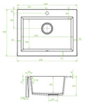Laveo KOMODO szürke mosogató helytakarékos szifonnal
