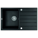 Laveo MARGARITA csepptálcás matt fekete mosogató automata dugókiemelős, helytakarékos szifonnal