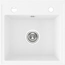 Laveo RINA egymedencés fehér mosogató csaplyukkal, automata dugókiemelős, helytakarékos szifonnal