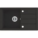 Laveo RINA csepptálcás szemcsés fekete mosogató, automata dugókiemelős, helytakarékos szifonnal