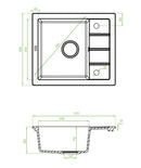 Laveo RINA MINI csepptálcás mosogató, szemcsés fekete, automata dugókiemelős, helytakarékos szifonnal