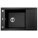 Laveo PIONIER minicsepptálcás szemcsés fekete mosogató automata dugókiemelős, helytakarékos szifonnal