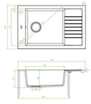 Laveo PIONIER minicsepptálcás szemcsés fekete mosogató automata dugókiemelős, helytakarékos szifonnal