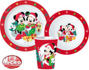 Disney Minnie and Mickey Karácsonyi étkészlet, micro műanyag szett, pohárral 260 ml, J-STF11148