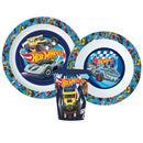 Hot Wheels Blue Fire étkészlet, micro műanyag szett pohárral 260 ml, J-STF11167