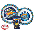 Hot Wheels Blue Fire étkészlet, micro műanyag szett pohárral 260 ml, J-STF11167