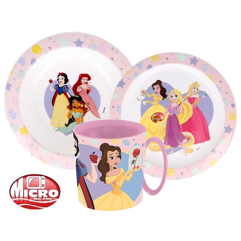 Disney Hercegnők True étkészlet, micro műanyag szett bögrével 350 ml, J-STF22263