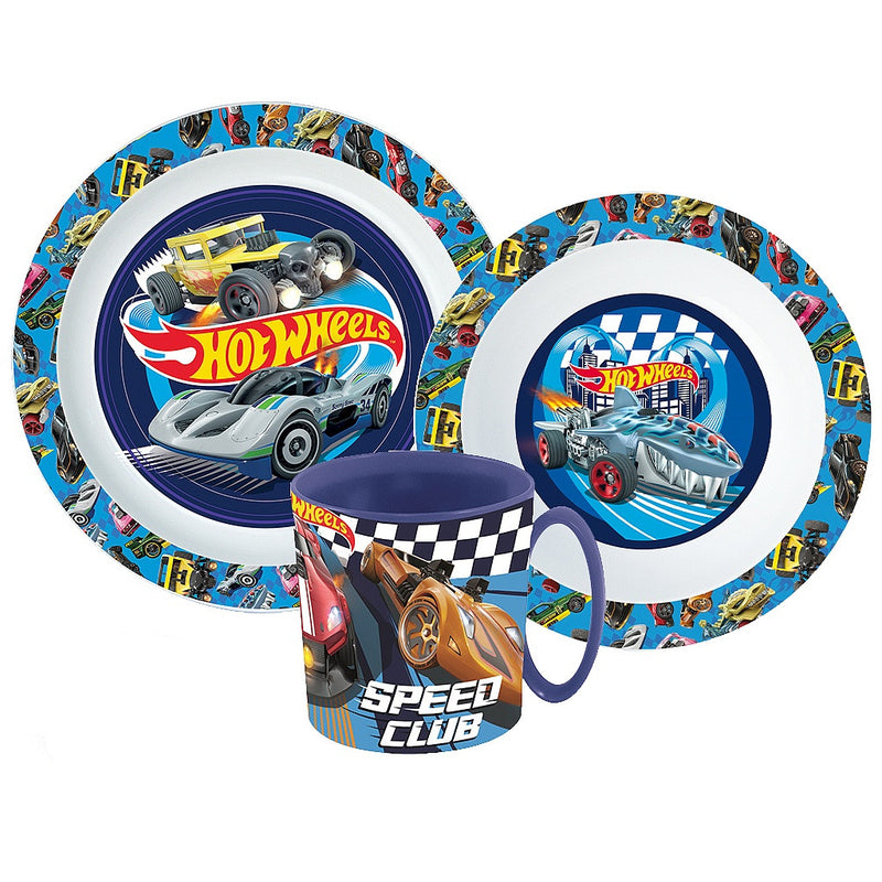 Hot Wheels Blue Fire étkészlet, micro műanyag szett bögrével 350 ml, J-STF22264