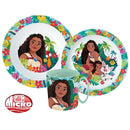 Disney Vaiana Lagoon étkészlet, micro műanyag szett bögrével 350 ml, J-STF22265