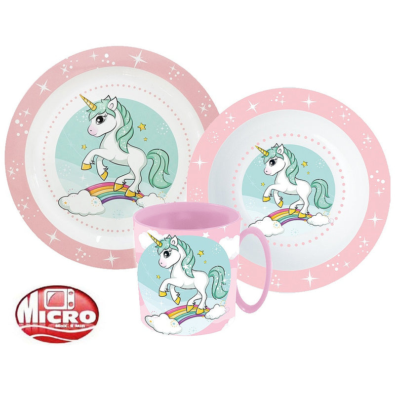 Unikornis Range étkészlet, micro műanyag szett bögrével 350 ml, J-STF22266