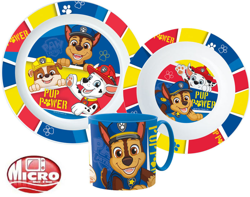 Mancs Őrjárat Pup Power étkészlet, micro műanyag szett bögrével 265 ml, J-STF33354