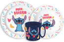 Disney Lilo és Stitch Palms étkészlet, micro műanyag szett bögrével 265 ml, J-STF33357