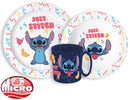 Disney Lilo és Stitch Palms étkészlet, micro műanyag szett bögrével 265 ml, J-STF33357
