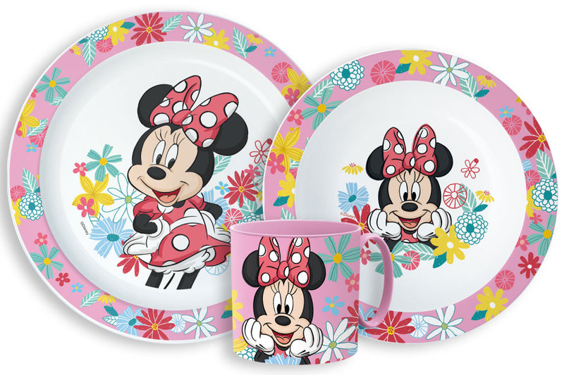 Disney Minnie Spring étkészlet, micro műanyag szett bögrével 265 ml, J-STF33358