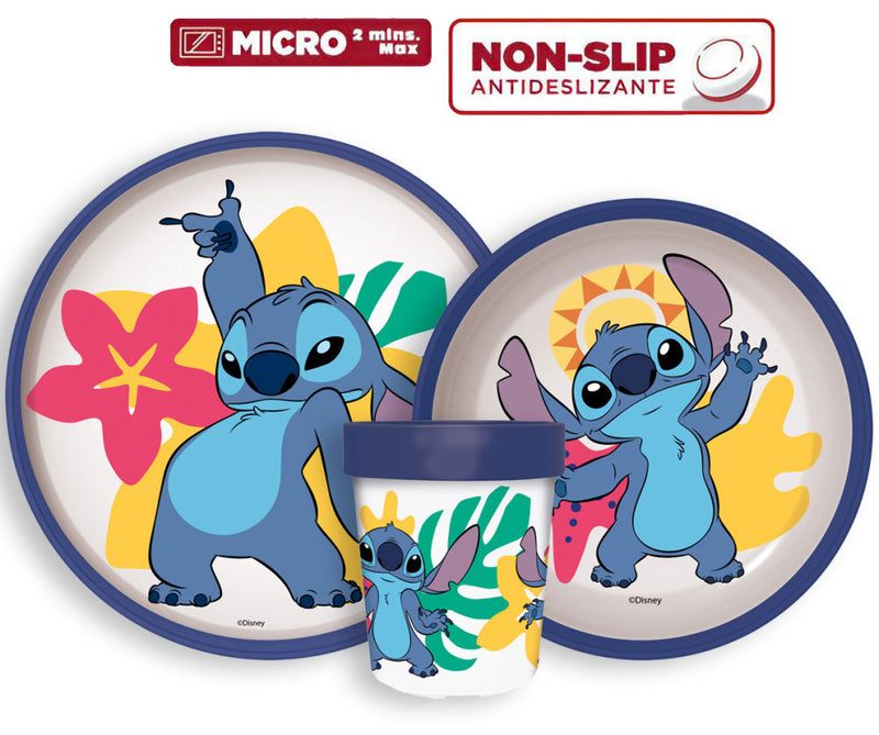 Disney Lilo és Stitch Palms csúszásmentes étkészlet, micro műanyag szett, J-STF66669