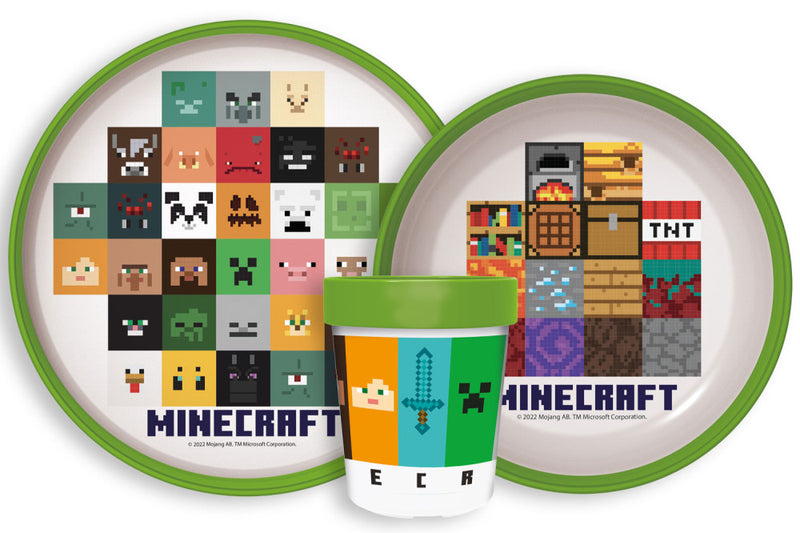 Minecraft csúszásmentes étkészlet, micro műanyag szett, J-STF66677