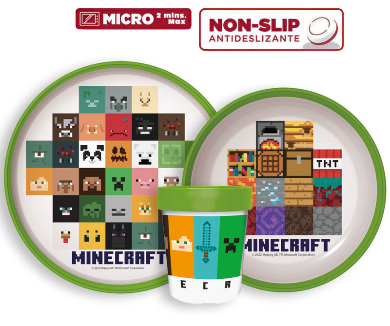 Minecraft csúszásmentes étkészlet, micro műanyag szett, J-STF66677